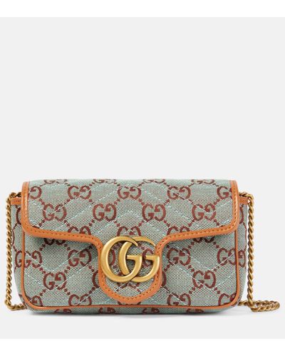 Gucci GG Marmont Super Mini Canvas Shoulder Bag - Metallic