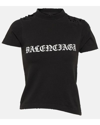 Balenciaga T-Shirt Gothic Type Shrunk - Schwarz
