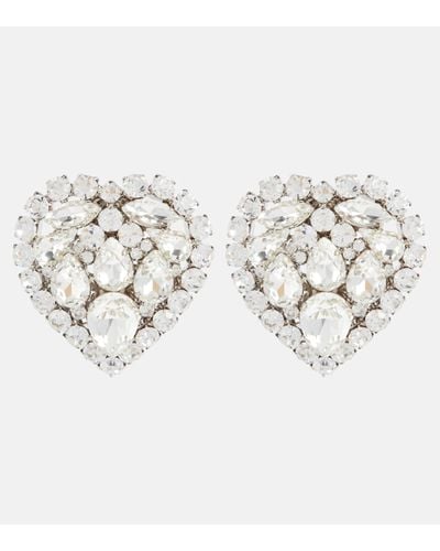 Alessandra Rich Heart Crystal-embellished Clip-on Earrings - Metallic