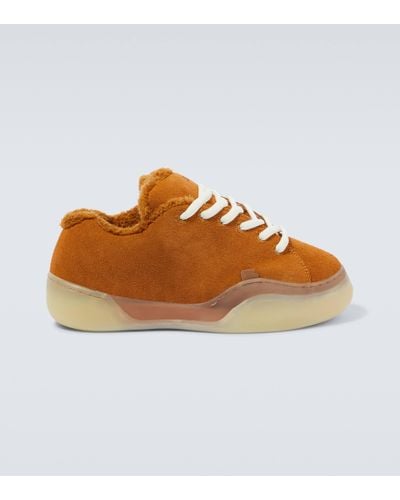 ERL Vamps Skate Terry-trimmed Suede Trainers - Brown