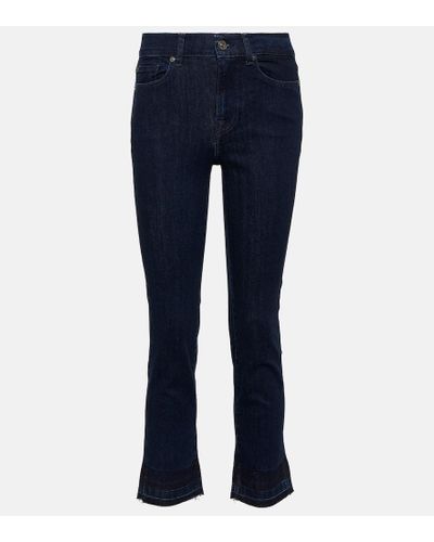7 For All Mankind The Straight Crop Mid-rise Jeans - Blue
