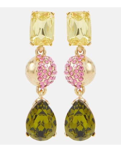 Oscar de la Renta Crystal-embellished Drop Earrings - Green