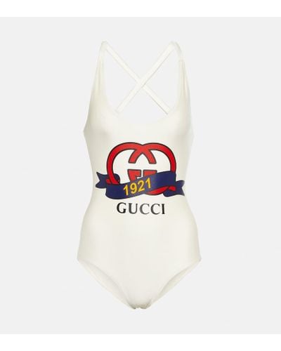 Gucci Badeanzug Aus Schillerndem Jersey - Weiß