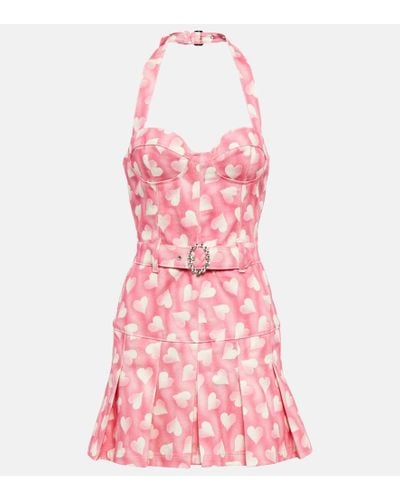 Alessandra Rich Minikleid aus bedruckter Baumwolle - Pink