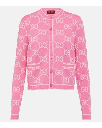 Gucci Cardigan GG aus Baumwoll-Jacquard - Pink
