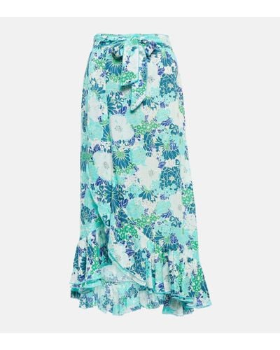 Poupette Aude Floral Midi Skirt - Blue