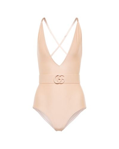 Gucci GG Belted Swimsuit - Natural