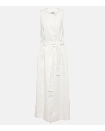 Max Mara Aureo Linen Twill Midi Wrap Dress - White