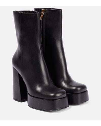 Versace Plateaustiefel Aus Leder - Schwarz