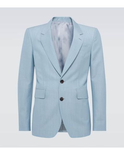 Alexander McQueen Anzugjacke aus Schurwolle und Mohair - Blau