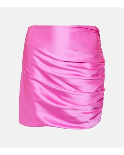 The Sei Ruched Silk Charmeuse Miniskirt - Pink