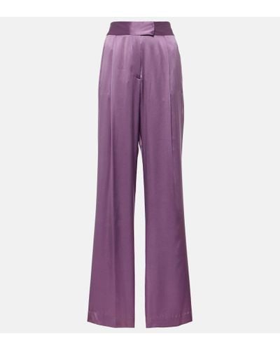 The Sei High-rise Silk Satin Wide-leg Pants - Purple