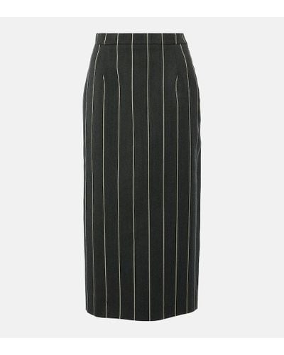 Alessandra Rich Wool-blend Boucle Tweed Midi Skirt - Black