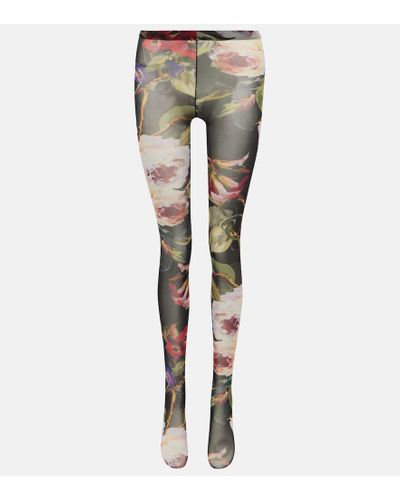 Dolce & Gabbana Floral Tulle Tights - Metallic