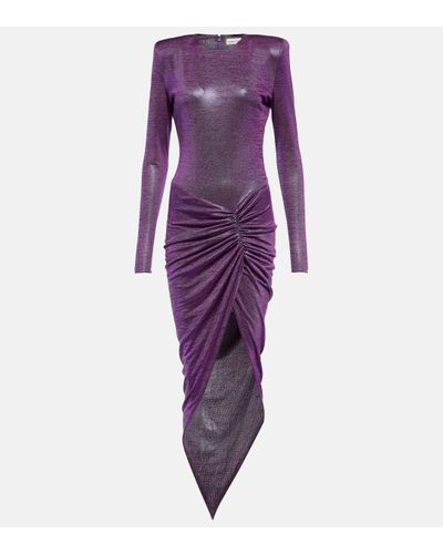 Alexandre Vauthier Asymmetrical Draped Midi Dress - Purple