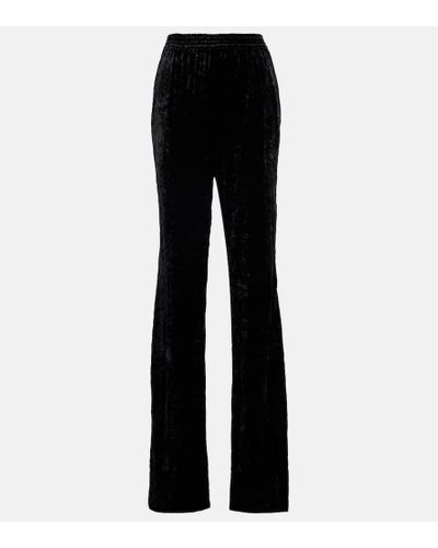 Saint Laurent Pantalones rectos de terciopelo - Negro