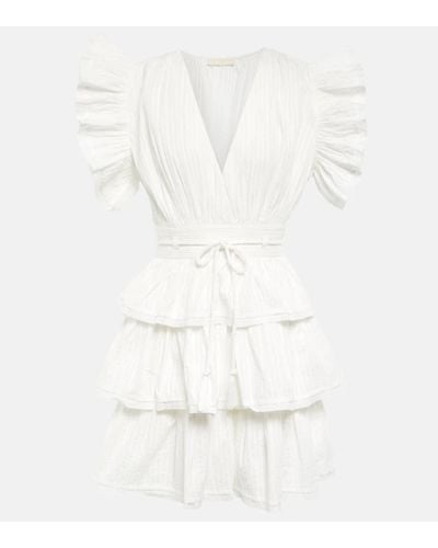 Ulla Johnson Camilla Ruffled Pintucked Cotton-poplin Mini Dress - White