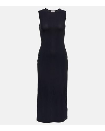 Jil Sander Fitted Jersey Midi Dress - Blue