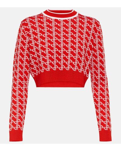 Patou Logo Jacquard Wool Sweater - Red