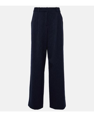 Veronica Beard Heyser Pinstripe High-rise Wide-leg Pants - Blue