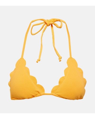 Marysia Swim Broadway Scalloped Triangle Bikini Top - Yellow