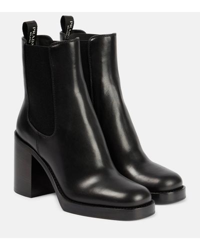 Prada Leather Heeled Boots 90 - Black