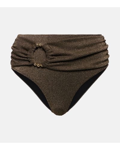 Alexandra Miro Dorit Ruched Bikini Bottoms - Brown
