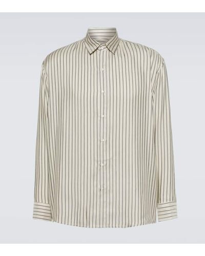 LeKasha Striped Oversized Linen Shirt - White