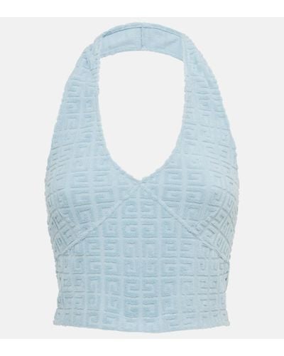 Givenchy Top cropped Plage 4G in misto cotone - Blu
