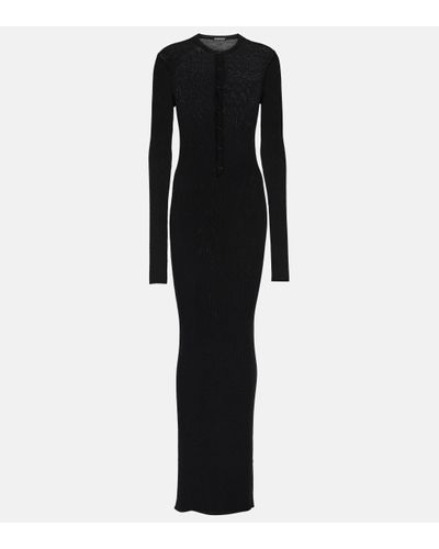 Ann Demeulemeester Ribbed-knit Wool Maxi Dress - Black