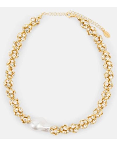 Magda Butrym Choker con cristalli e perle bijoux - Metallizzato
