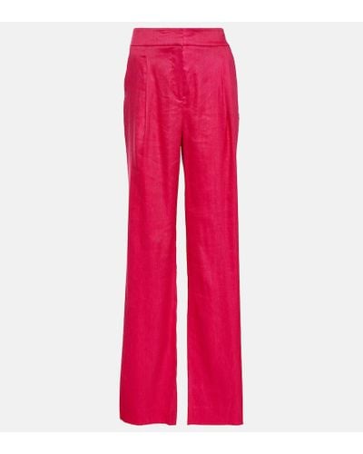 Veronica Beard Robinne Wide-leg Linen-blend Pants - Red