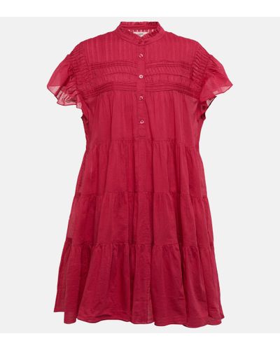 Isabel Marant Lanikaye Smocked Cotton Minidress - Red