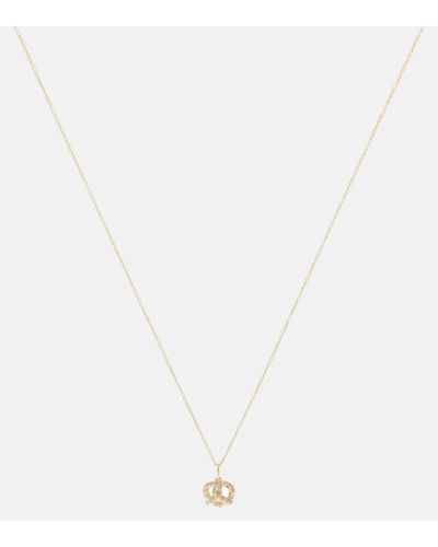 Sydney Evan Pretzel 14kt Gold Charm Necklace With Diamonds - White