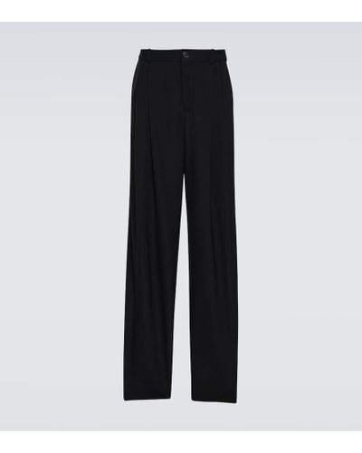 Saint Laurent Wool Wide-leg Pants - Black