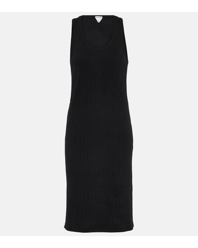 Bottega Veneta Ribbed-knit Cotton Jersey Midi Dress - Black