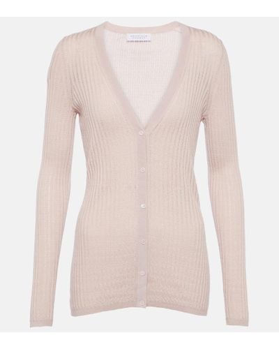 Gabriela Hearst Ribbed-knit Cashmere And Silk Cardigan - Pink