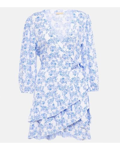 Melissa Odabash Vestido corto wrap Legacy floral - Azul