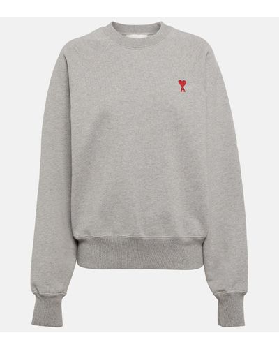 Ami Paris Ami De Cour Cotton Jersey Sweatshirt - Grey