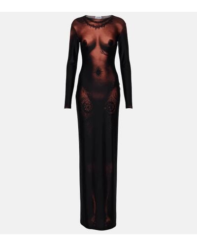 Jean Paul Gaultier Trompe-l'œil High-neck Stretch-woven Maxi Dress - Black