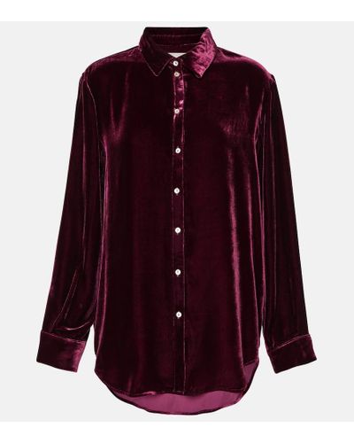 Asceno London Velvet Pajama Top - Purple