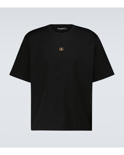 Dolce & Gabbana Logo Plaque Cotton T-shirt - Black
