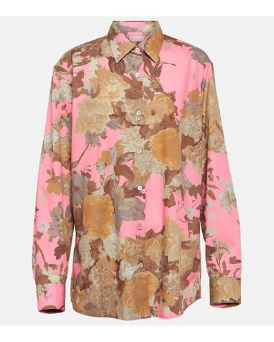 Dries Van Noten Clavelly Printed Cotton Poplin Shirt - Pink