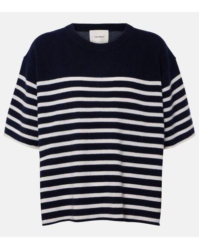 Lisa Yang Cila Striped Cashmere T-shirt - Blue
