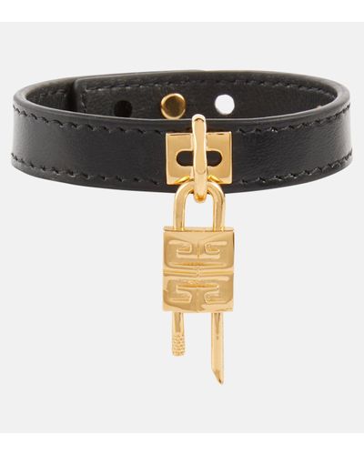 Givenchy Bracelet 4G Padlock Mini en cuir - Noir