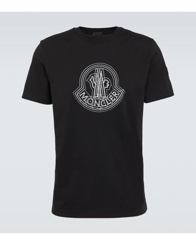 Moncler Bedrucktes T-Shirt aus Baumwolle - Schwarz