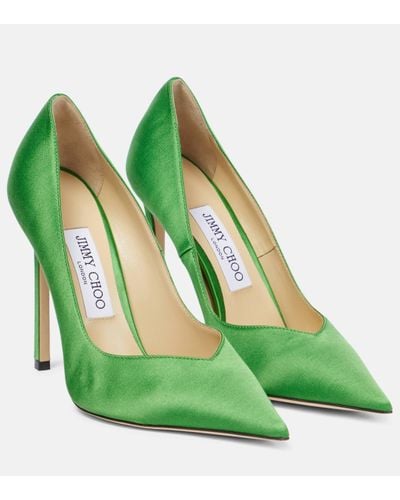 Jimmy Choo Casse 110 Satin Court Shoes - Green