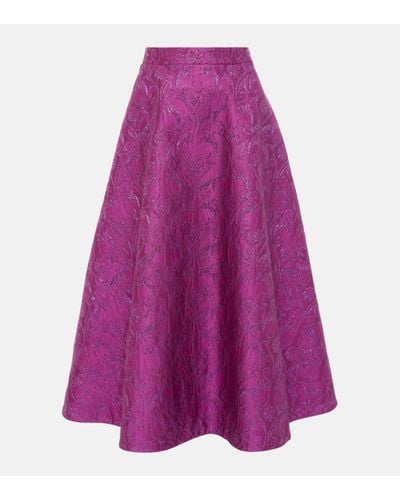 Valentino Floral Brocade Midi Skirt - Purple