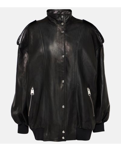 Khaite Veste Blouson en cuir surdimensionné Farris - Noir