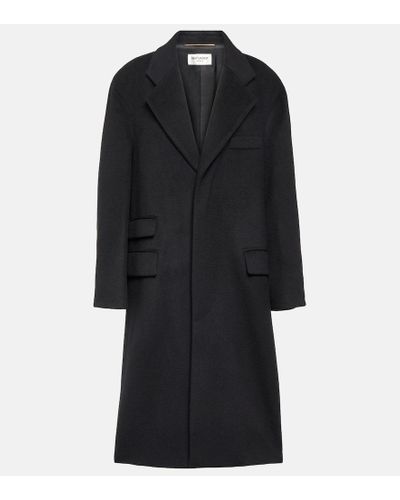 Saint Laurent Oversized Wool Coat - Black